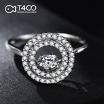 T400 "Eternity" 925 Sterling Silver Dancing Stone Ring with Cubic Zirconia Gift for Women