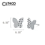 T400 Light Dance Butterfly 925 Sterling Silver Cubic Zirconia Bracelet for Women Love Gift