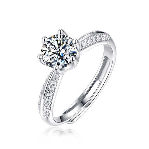 T400 Eternity Moissanite Open Ring 925 Sterling Silver Diamond Wedding Gift for Women