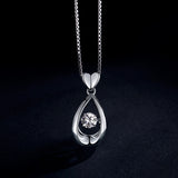 T400 "Bottle" 925 Sterling Silver Dancing Stone Cubic Zirconia Pendant Necklace for Women