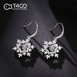 T400 "Snowflake" 925 Sterling Silver Dancing Stone Drop Earrings Cubic Zirconia for Women