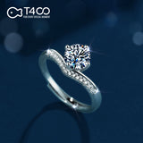 T400 Princess Moissanite Open Ring 925 Sterling Silver Diamond Wedding Gift for Women