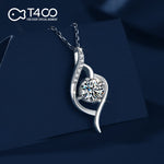 T400 Fall in Love Moissanite Pendant Necklace 925 Sterling Silver 1 Carat Diamond Gift for Women