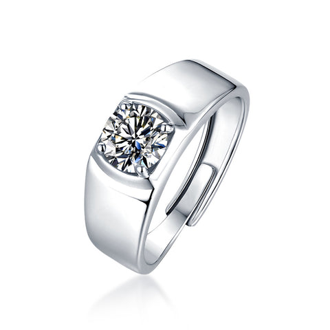 T400 Forward Moissanite Open Ring 925 Sterling Silver Diamond Wedding Gift for Men