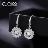 T400 "Magnolia" 925 Sterling Silver Dancing Stone Drop Earrings Cubic Zirconia for Women