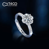 T400 Flower Moissanite Open Ring 925 Sterling Silver Diamond Wedding Gift for Women