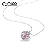 T400 Pink Snowflake 925 Sterling Silver  Cubic Zirconia Pendant Necklace for Women Love Gift