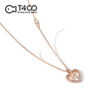 T400 925 Sterling Silver Chic&Cool Heart-Shaped Cubic Zirconia Pendant Necklace for Women