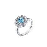 T400 Gorgeous Sterling Silver Swiss Blue Natural Topaz Open Ring for Women Gift