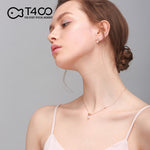 T400 925 Sterling Silver Rose gold Crystal Pearl Chic&Cool Pendant Necklace for Women