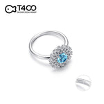T400 Gorgeous Sterling Silver Swiss Blue Natural Topaz Open Ring for Women Gift