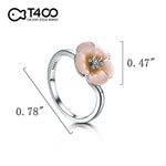 T400 Sakura 925 Sterling Silver Pink Romance Open Ring for Women Gift