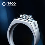T400 Gentleman Moissanite Open Ring 925 Sterling Silver Diamond Wedding Gift for Men