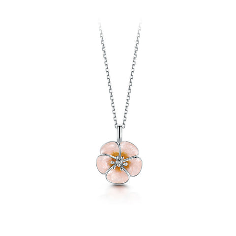 T400 Sakura 925 Sterling Silver Romance Pendant Necklaces for Women Love Gift