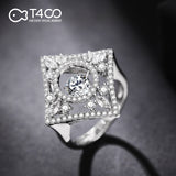 T400 "Rhombus" 925 Sterling Silver Dancing Stone Ring Cubic Zirconia for Women