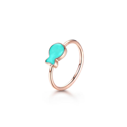 T400 Amazonite Clownfish 925 Sterling Silver Open Ring for Women Love Gift