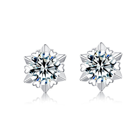 T400 Snowflake Moissanite Stud Earrings 925 Sterling Silver Diamond Wedding Gift for Women