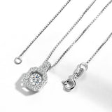 T400 925 Sterling Silver Cube Pendant Necklace Dancing Stone Cubic Zirconia
