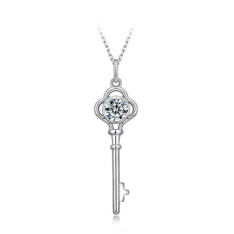T400 Key Moissanite Pendant Necklace 925 Sterling Silver 1 Carat Diamond Gift for Women