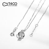 T400 925 Sterling Silver Dancing Stone Pendant Necklace Cubic Zirconia Women