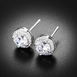 T400 925 Sterling Silver White Cubic Zirconia Stud Drop Earrings Birthday Gift for Women Girls