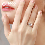 T400 "Wing Heart" 925 Sterling Silver Dancing Stone Ring Cubic Zirconia for Women