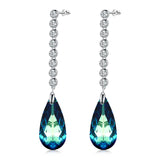 T400 Blue Purple Crystal Leaves Pendant Necklace | Drop Dangling Earrings Gift for Women Girls