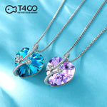 T400 Blue Purple Crystal Star Heart Pedant Necklaces for Women Gift