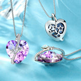 T400 Blue Purple Crystal Star Heart Pedant Necklaces for Women Gift