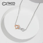 T400 925 Sterling Silver Rosegold Heart Infinity Cubic Zirconia Pedant Necklace Gift for Women Girls