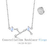T400 925 Sterling Silver Horoscope Birthstone Pendant Necklace | Zodiac Sign 12 Constellation Birthday Gift for Women Girls